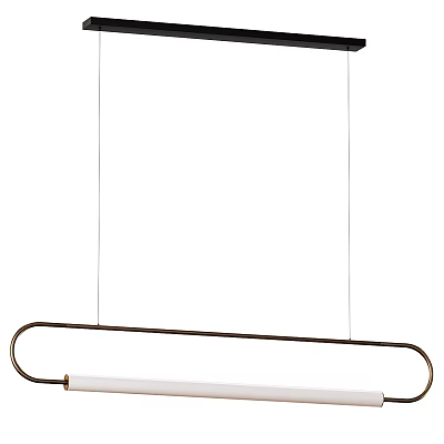 Minimalist Metal Linear Chandelier With White Lampshade For Contemporary Interior Spaces 3d model