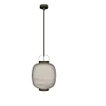 Japanese Style Pendant Light With Paper Shade Round Globe And Brass Hanger Design
