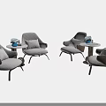 Modern Cozy Table And Chair Set With Upholstered Seats Accent Pillows And Round Side Tables