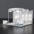 Modern Exhibition Booth With Circular Top Lighting And White Display Cabinets For Product