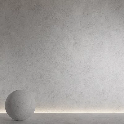 Textured Gray Wall And Smooth Gray Sphere Components Interior Design Elements 3d model
