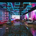 Modern KTV Interior Design With Colorful Lighting Effects And Comfortable Sofas