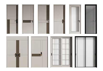 Modern swing door double door security door kitchen door entrance door bedroom door 3d model