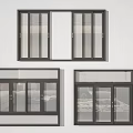 Modern Black Frame Windows With Different Design Styles And Glass Panels 3d model