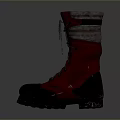 Stylish red and black lace up boots with durable thick sole for daily wear
