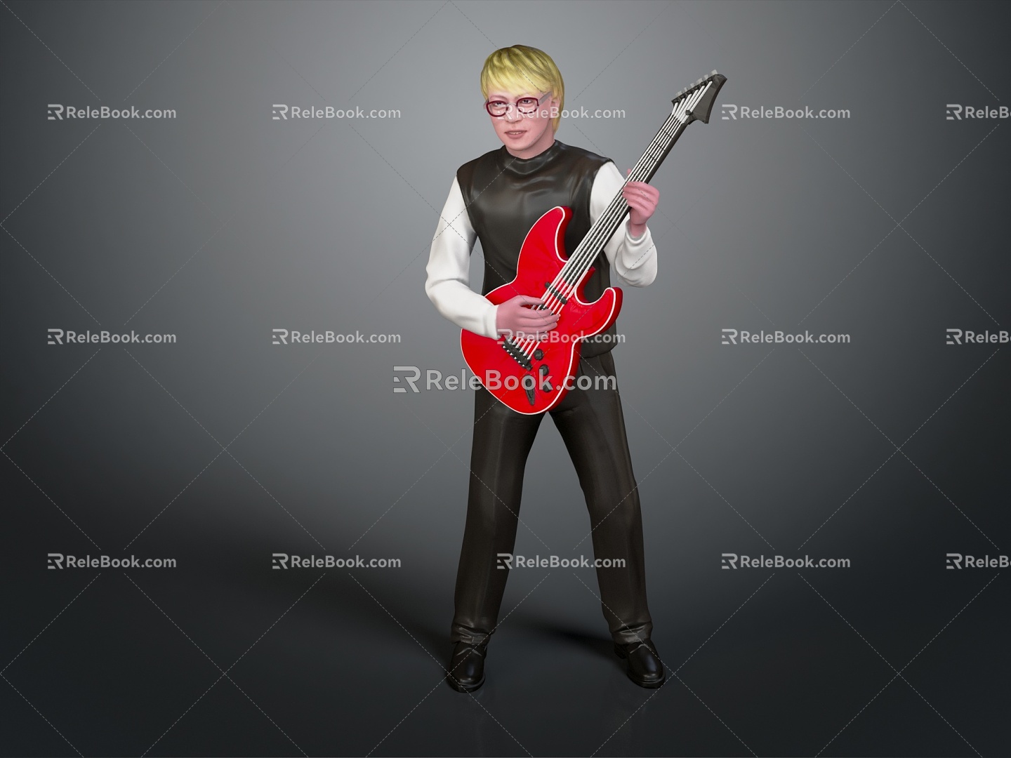 Modern man guitarist bass player musical actor 3d model