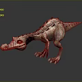 Prehistoric Dinosaur Creature 3D Model With Red Eyes And Spiked Back 3d model