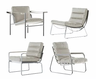 Modern Leisure Chairs With Metal Frame And Upholstered Seats In Sleek Design 3d model