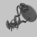 Game Movie Alien Character Sculpture With Exoskeleton Menacing Pose On Base Stand