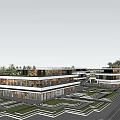 Modern Commercial Street Design With Rooftop Greenery Buildings And Open Plazas