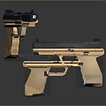 Pair of Modern Pistols With Wooden Grips And Black Frames For Tactical