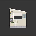 Modern Home Office Interior With Desk Dual Monitors Green Plant And Wall Clock