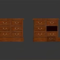 Wooden Chest of Drawers with Multiple Drawers Open Compartments and Metal Handles Design