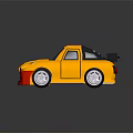 Yellow Sports Car With Red Stripes Black Rear Spoiler And Shiny Surface
