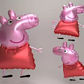 Pink Inflatable Piggy Cartoon Character Models With Smiling Face Red Dress And Multiple Angles