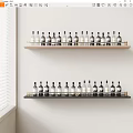 Wall Mounted Wine Rack With Light Dark Wood Metal Accents Holding Neatly Arranged Bottles
