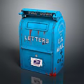 Traditional Blue U.S. Mailbox With Pull Down Door For Letters Delivery