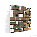 Modern Open Bookcase With Metal Frame Wooden Shelves Books Decorative Plants And Ornaments