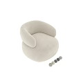 Modern Beige Plush Accent Chair With Rounded Armrests And Cozy Design