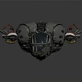 Detailed Mechanical Character Design With Metal Armor Red Legs And Colorful Cables