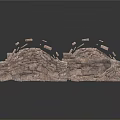 Irregular Broken Stone Wall Sections With Scattered Fragments And Decorative Design 3d model