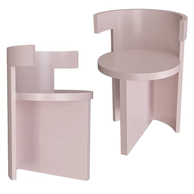 Elegant Pastel Pink Modern Dining Chairs With Geometric Structure And Round Seats 3d model