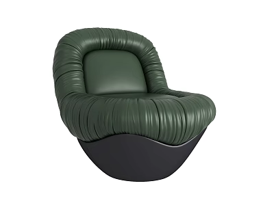 Modern Green Leather Single Sofa With Pleated Design And Black Base 3d model