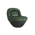 Modern Green Leather Single Sofa With Pleated Design And Black Base