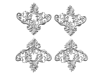 Intricate Ornate Silver Metal Carved Patterns Decorative Ornaments for Home Decor Accents 3d model