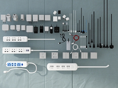 Plug-in socket plug charging head charging cable power cord power plug 3d model