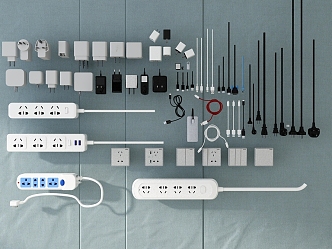 Plug-in socket plug charging head charging cable power cord power plug 3d model