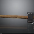 Vintage Metal Head Hammer With Wooden Handle On Reflective Black Surface
