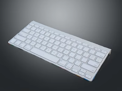 Slim White Wireless Computer Keyboard with Compact Design for Typing and Use 3d model