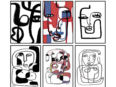 Abstract Face Paintings in Diverse Styles with Geometric Lines and Colors 3d model
