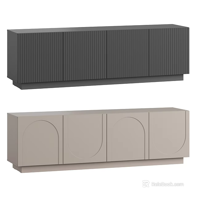 Modern Sideboard Designs With Dark Gray Vertical Stripes And Light Beige Circular Patterns 3d model 