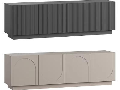 Modern Sideboard Designs With Dark Gray Vertical Stripes And Light Beige Circular Patterns 3d model