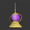Elegant Decorative Ornate Golden Lantern With Purple Sphere And Shiny Base