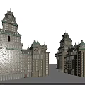 European Architecture Featuring Towers Green Roofs Arched Windows And Decorative Spires