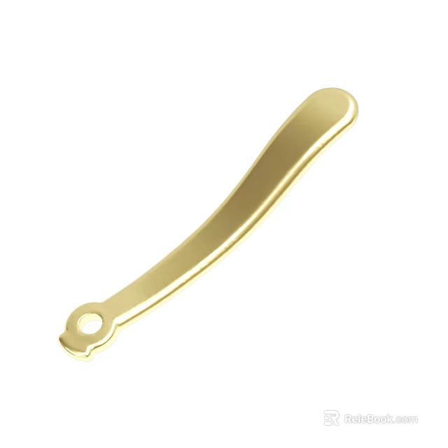 Golden Metal Long Strip Shaped Accessory With Hole At One End 3d model 