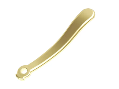 Golden Metal Long Strip Shaped Accessory With Hole At One End 3d model