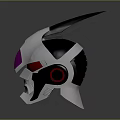 Sleek Robotic Style Weapon Helmet With White Black Purple Sharp Horn Red Eyes
