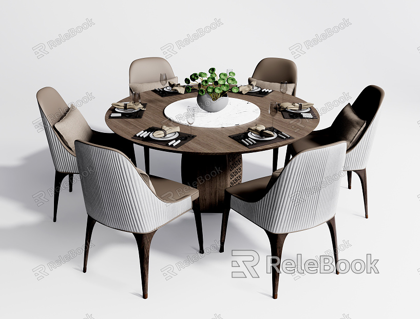 Modern Dining Table and Chair Combination Round Table Dining Table and Chair Combination model