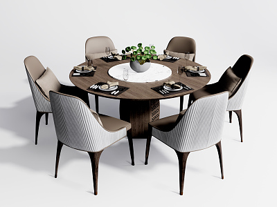 Modern Dining Table and Chair Combination Round Table Dining Table and Chair Combination model