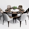 Modern Dining Table and Chair Combination Round Table Dining Table and Chair Combination 3d model