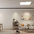 Modern Minimalist Living Dining Room With Sofa Coffee Table Dining Chairs Wall Artwork Plants