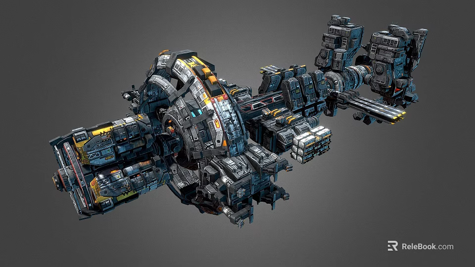 Futuristic Cosmic Spaceship With Complex Mechanical Design Industrial Style And Modular Components 3d model 
