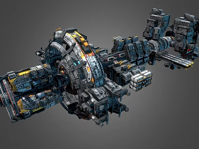 Futuristic Cosmic Spaceship With Complex Mechanical Design Industrial Style And Modular Components 3d model