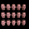 Male Facial Expressions Collection Featuring Multiple Angles On Black Background