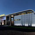 Modern Hot Spring Hotel Main Entrance Gate With Stylish Lighting And Glass Design