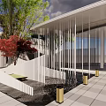 Modern Entrance Gate of Hangzhou Future City With White Structure Green Plants and Red Trees